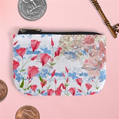 White & Pink Spring Flower Mini Coin Purse by PattyVilleDesigns