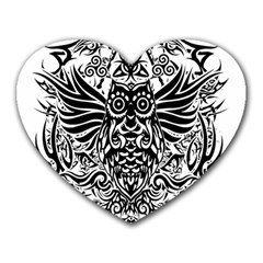 Tattoo Tribal Owl Heart Mousepads by Valentinaart