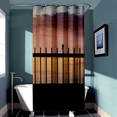 Small Bird Over Fence Backlight Sunset Scene Shower Curtain 36  X 72  (stall)  by dflcprints