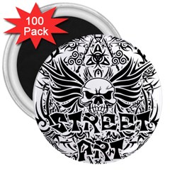 Tattoo Tribal Street Art 3  Magnets (100 Pack) by Valentinaart