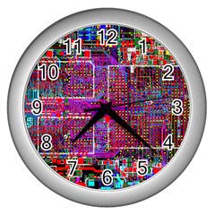 Technology Circuit Board Layout Pattern Wall Clocks (silver)  by BangZart