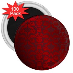 Red Dark Vintage Pattern 3  Magnets (100 Pack) by BangZart