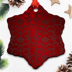 Red Dark Vintage Pattern Snowflake Ornament (two Sides) by BangZart