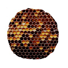 Honey Honeycomb Pattern Standard 15  Premium Flano Round Cushions by BangZart