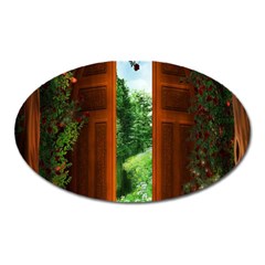 Beautiful World Entry Door Fantasy Oval Magnet by BangZart