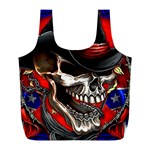 Confederate Flag Usa America United States Csa Civil War Rebel Dixie Military Poster Skull Full Print Recycle Bags (L)  Front