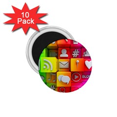 Colorful 3d Social Media 1 75  Magnets (10 Pack)  by BangZart