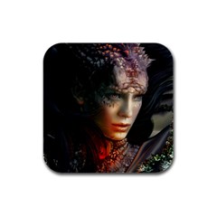 Digital Fantasy Girl Art Rubber Square Coaster (4 Pack)  by BangZart