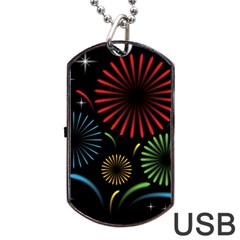 Fireworks With Star Vector Dog Tag Usb Flash (one Side) by BangZart