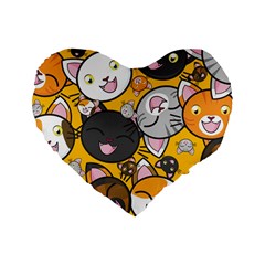 Cats Cute Kitty Kitties Kitten Standard 16  Premium Heart Shape Cushions by BangZart