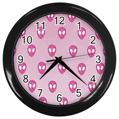 Alien Pattern Pink Wall Clocks (black) by BangZart