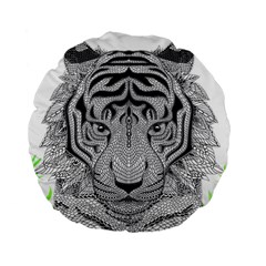 Tiger Head Standard 15  Premium Flano Round Cushions by BangZart