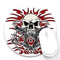 Skull Tribal Round Mousepads by Valentinaart