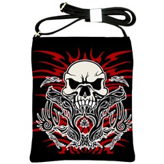 Skull Tribal Shoulder Sling Bags by Valentinaart