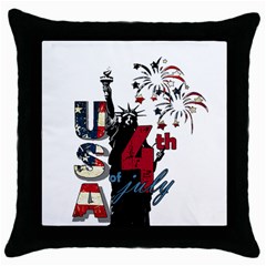 4th Of July Independence Day Throw Pillow Case (black) by Valentinaart