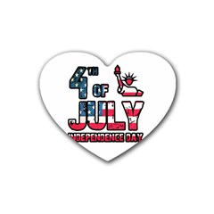 4th Of July Independence Day Heart Coaster (4 Pack)  by Valentinaart