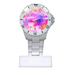 Colorful Abstract Pink And Purple Pattern Plastic Nurses Watch by paulaoliveiradesign