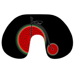 Watermelon Bicycle  Travel Neck Pillows by Valentinaart