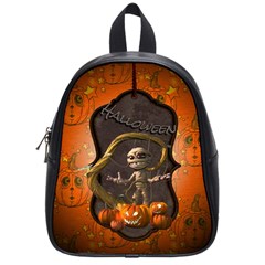 Halloween, Funny Mummy With Pumpkins School Bags (small)  by FantasyWorld7