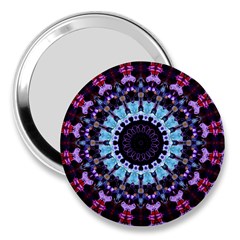 Kaleidoscope Mandala Purple Pattern Art 3  Handbag Mirrors by paulaoliveiradesign