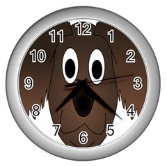 Dog Pup Animal Canine Brown Pet Wall Clocks (silver)  by Nexatart