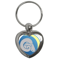 Ram Zodiac Sign Zodiac Moon Star Key Chains (heart)  by Nexatart