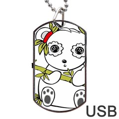 Panda China Chinese Furry Dog Tag Usb Flash (two Sides) by Nexatart