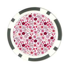 Red Floral Seamless Pattern Poker Chip Card Guard (10 Pack) by TastefulDesigns