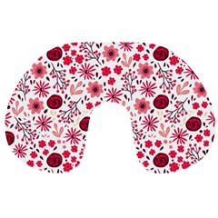 Red Floral Seamless Pattern Travel Neck Pillows by TastefulDesigns