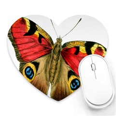 Butterfly Bright Vintage Drawing Heart Mousepads by Nexatart