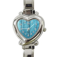 Denim Jeans Fabric Texture Heart Italian Charm Watch by paulaoliveiradesign