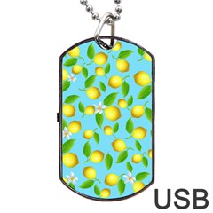 Lemon Pattern Dog Tag Usb Flash (two Sides) by Valentinaart