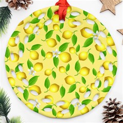 Lemon Pattern Ornament (round Filigree) by Valentinaart