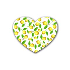 Lemon Pattern Rubber Coaster (heart)  by Valentinaart