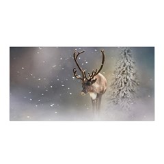 Santa Claus Reindeer In The Snow Satin Wrap by gatterwe