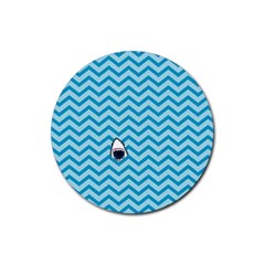 Chevron Shark Pattern Rubber Round Coaster (4 Pack)  by emilyzragz