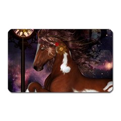 Steampunk Wonderful Wild Horse With Clocks And Gears Magnet (rectangular) by FantasyWorld7