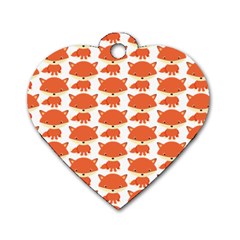 Cute Little Fox Pattern Dog Tag Heart (one Side) by paulaoliveiradesign