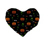 Pumpkins - Halloween pattern Standard 16  Premium Flano Heart Shape Cushions Front