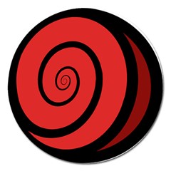 Double Spiral Thick Lines Black Red Magnet 5  (round) by Mariart