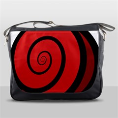 Double Spiral Thick Lines Black Red Messenger Bags by Mariart