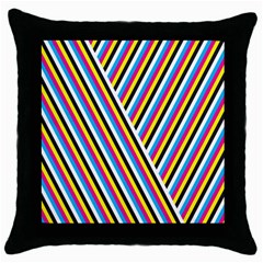 Lines Chevron Yellow Pink Blue Black White Cute Throw Pillow Case (black) by Mariart