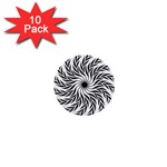 Spiral Leafy Black Floral Flower Star Hole 1  Mini Buttons (10 pack)  Front