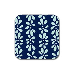 Star Flower Floral Blue Beauty Polka Rubber Coaster (square)  by Mariart