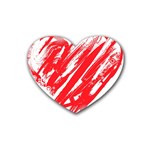 Valentines Day Heart Modern Red Polka Rubber Coaster (Heart)  Front