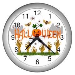 Halloween Wall Clocks (silver)  by Valentinaart