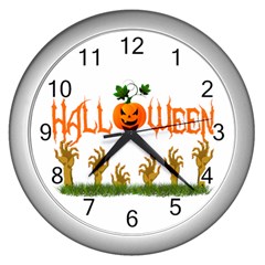 Halloween Wall Clocks (silver)  by Valentinaart