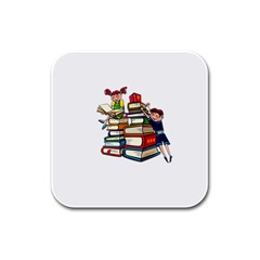 Back To School Rubber Square Coaster (4 Pack)  by Valentinaart