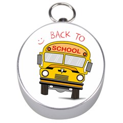 Back To School - School Bus Silver Compasses by Valentinaart