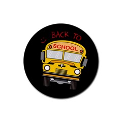 Back To School - School Bus Rubber Round Coaster (4 Pack)  by Valentinaart